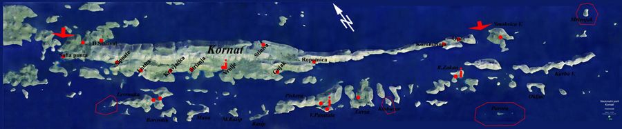 otok žut karta Popis otoka otok žut karta